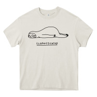 Cream Funny Animal Sloth SLOPHISTICATED Heavy Core Tee - linhVisuals