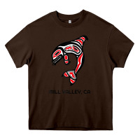 Chocolate Brown mill valley, california native american orca killer whale raglan baseb Heavy Core Tee - linhVisuals