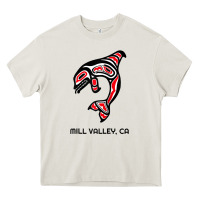 Cream mill valley, california native american orca killer whale raglan baseb Heavy Core Tee - linhVisuals