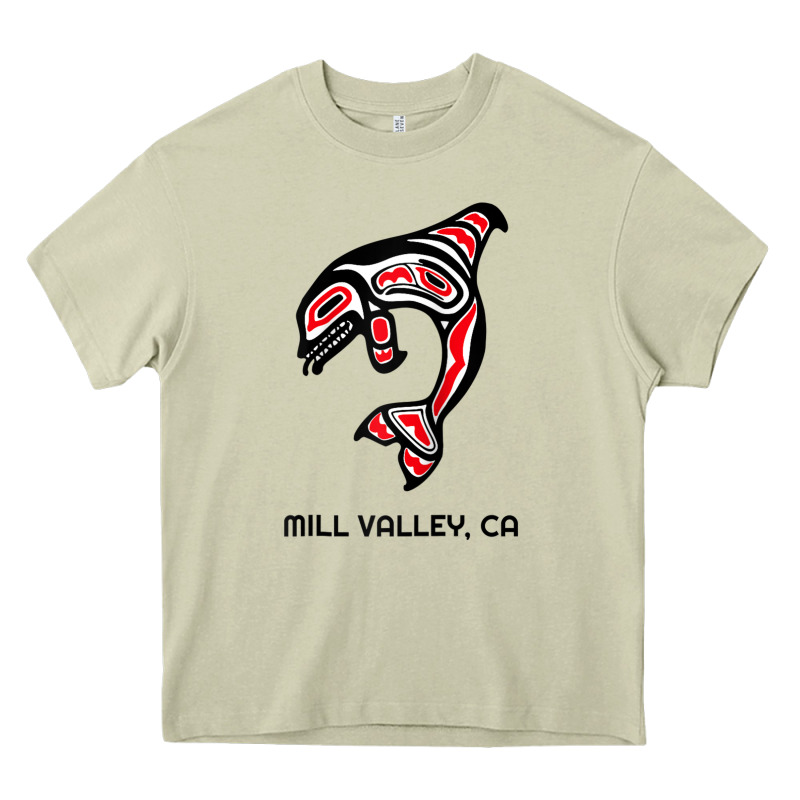 Mill Valley, California Native American Orca Killer Whale Raglan Baseb Heavy Core Tee by linhVisuals | Teevron