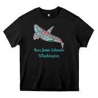 Black san juan islands upward orca killer whale native american raglan baseb Heavy Core Tee - linhVisuals