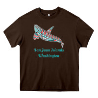 Chocolate Brown san juan islands upward orca killer whale native american raglan baseb Heavy Core Tee - linhVisuals