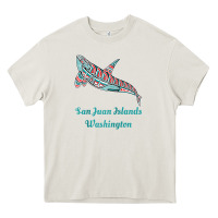 Cream san juan islands upward orca killer whale native american raglan baseb Heavy Core Tee - linhVisuals