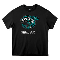 Black sitka alaska native american tribal orca killer whale raglan baseball Heavy Core Tee - linhVisuals