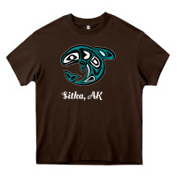 Chocolate Brown sitka alaska native american tribal orca killer whale raglan baseball Heavy Core Tee - linhVisuals