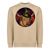 Mushroom halloween highland cow round Heavyweight Sweatshirt - RanaPortraitStore