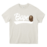 Cream bape text Heavy Core Tee - linhVisuals