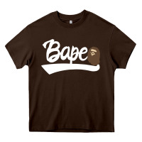 Chocolate Brown bape text Heavy Core Tee - linhVisuals