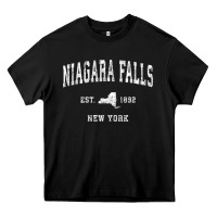 Black niagara falls new york ny vintage athletic sports design t shirt Heavy Core Tee - linhVisuals