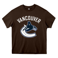 Chocolate Brown canucks white Heavy Core Tee - linhVisuals
