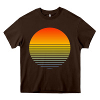 Chocolate Brown retro sunset Heavy Core Tee - linhVisuals