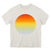 Cream retro sunset Heavy Core Tee - linhVisuals