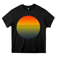 Black retro sunset Heavy Core Tee - linhVisuals