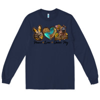 Navy peace love duroc pig Long Sleeve Tee - LillyAllenDesigns
