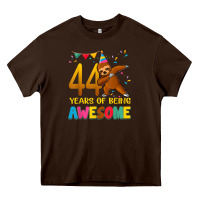 Chocolate Brown 44 years old birthday sloth dabbing 44th birthday sloth Heavy Core Tee - linhVisuals