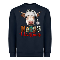 Navy merry christmas hereford cow Heavyweight Sweatshirt - RanaPortraitStore