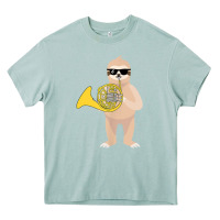 Arona funny sloth wearing sunglasses playing french horn Heavy Core Tee - linhVisuals