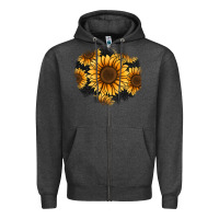Charcoal Heather sunflower patch Zipper Hoodie - Jasminsmagicworld