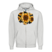 Dove Grey sunflower patch Zipper Hoodie - Jasminsmagicworld