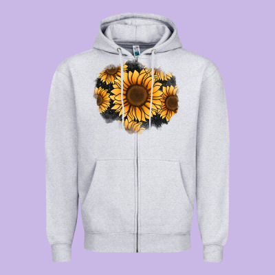 Sunflower Patch Zipper Hoodie Designed By Jasminsmagicworld