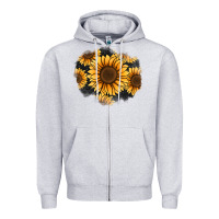 Heather Grey sunflower patch Zipper Hoodie - Jasminsmagicworld