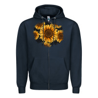 Navy sunflower patch Zipper Hoodie - Jasminsmagicworld