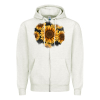 Oatmeal Heather sunflower patch Zipper Hoodie - Jasminsmagicworld