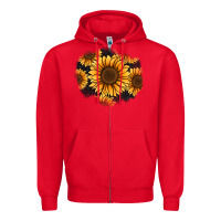 Red sunflower patch Zipper Hoodie - Jasminsmagicworld