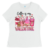 White Coffee Is MY Valentine Ladies Tee - CowhideDigitalArt