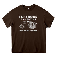 Chocolate Brown i like dogs and sloths and maybe 3 people funny animals Heavy Core Tee - linhVisuals