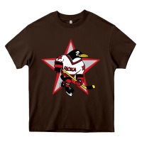 Chocolate Brown red penguin 1990's russian Heavy Core Tee - linhVisuals