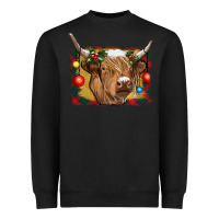 Black highland cow christmas Heavyweight Sweatshirt - RanaPortraitStore