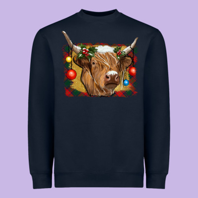 Highland Cow Christmas Heavyweight Sweatshirt Designed By Ranaportraitstore