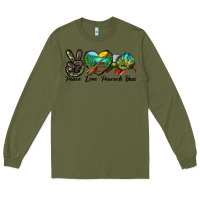 Army Green Peace Love Peacock Bass Long Sleeve Tee - LillyAllenDesigns