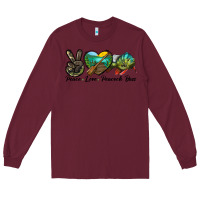 Burgundy Peace Love Peacock Bass Long Sleeve Tee - LillyAllenDesigns
