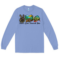Colony Blue Peace Love Peacock Bass Long Sleeve Tee - LillyAllenDesigns