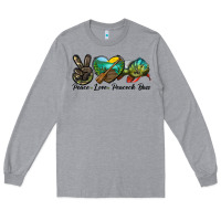 Heather Grey Peace Love Peacock Bass Long Sleeve Tee - LillyAllenDesigns