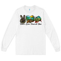 White Peace Love Peacock Bass Long Sleeve Tee - LillyAllenDesigns