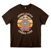 Inhale Coffee Exhale Love Sloth Namaste Yoga Lover Heavy Core Tee | Teevron