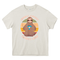 Cream inhale coffee exhale love sloth namaste yoga lover Heavy Core Tee - linhVisuals