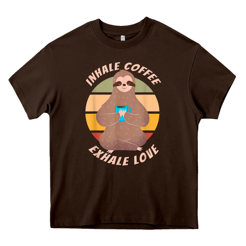 Inhale Coffee Exhale Love Sloth Namaste Yoga Lover Heavy Core Tee by linhVisuals | Teevron