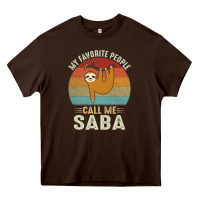 Chocolate Brown mens my favorite people call me saba cute sloth lover grandpa premium Heavy Core Tee - linhVisuals