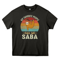 Asphalt mens my favorite people call me saba cute sloth lover grandpa premium Heavy Core Tee - linhVisuals