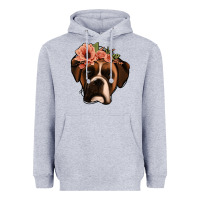 Heather Grey floral boxer Heavyweight Hoodie - Jasminsmagicworld