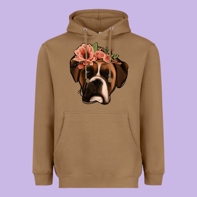 Floral Boxer Heavyweight Hoodie Designed By Jasminsmagicworld