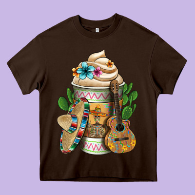 Mexican Hot Coffee Cup Heavy Core Tee Designed By Fadigitalartstudio