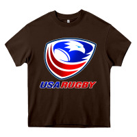 Chocolate Brown usa rugby Heavy Core Tee - linhVisuals