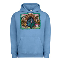 Pigment Pebble Blue thanksgiving turkey with background Urban Hoodie - RanaPortraitStore
