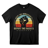 Black keep the immigrants deport the racists Heavy Core Tee - linhVisuals