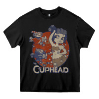 Black cuphead cala maria airplane attack t shirt Heavy Core Tee - linhVisuals